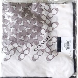 Coach Monogram Signature Bias Grey LARGE Silk Scarf in Grey Birch